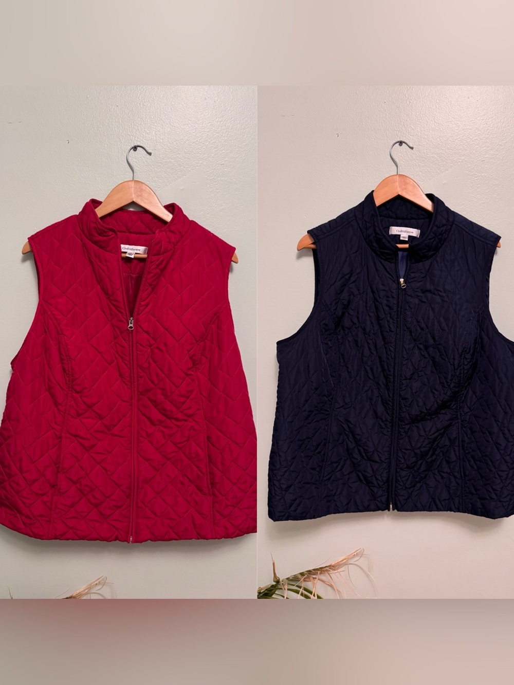 Bundle of 2 croft & barrow Quilted Reversible Vest - Red and Navy